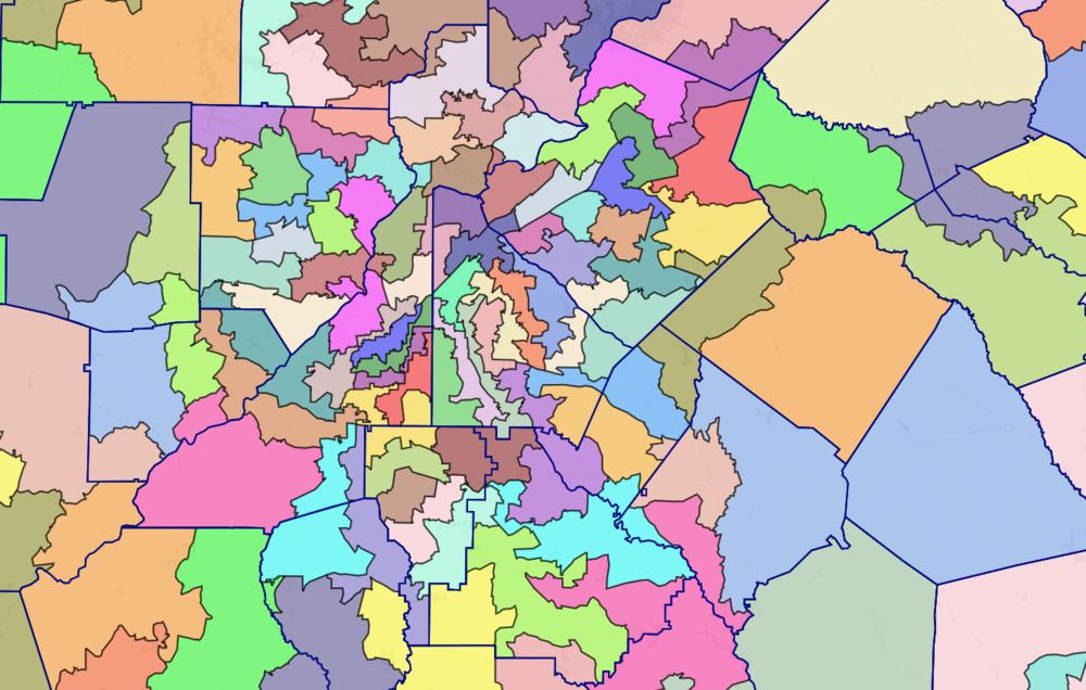 A map of Georgia State House districts in metro Atlanta.