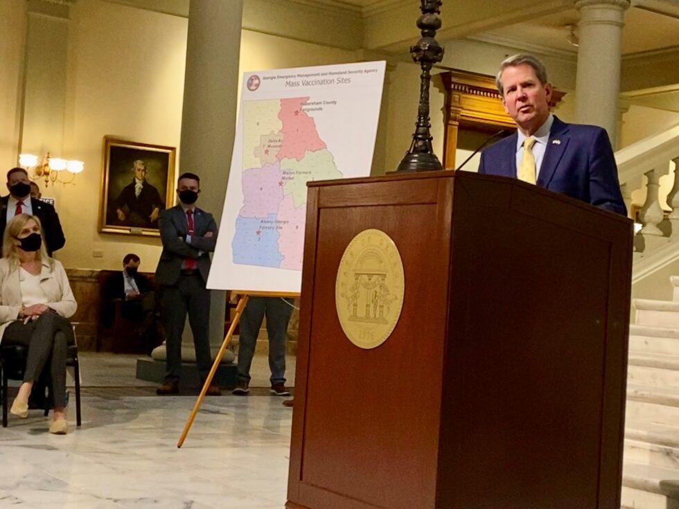 Gov. Brian Kemp announced four mass COVID-19 vaccination sites are set to open in Georgia on Feb. 18, 2021. 