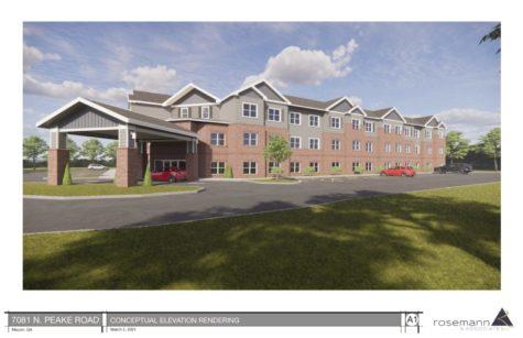 This is the latest rendering of the proposed Peake Point affordable senior housing development off Zebulon Road.