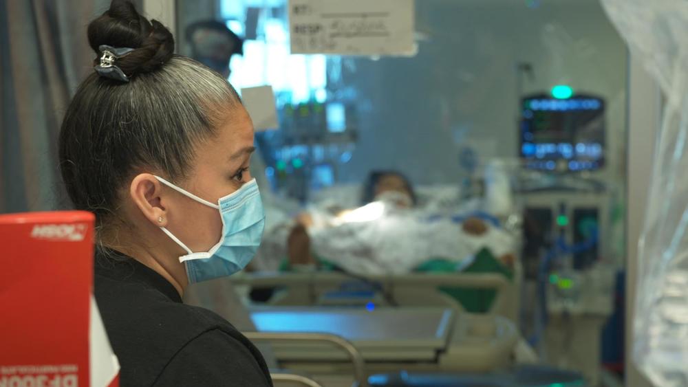 Inside a COVID-19 intensive care unit at LAC-USC Medical Center.