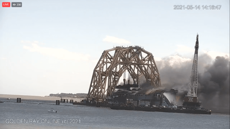 The U.S. Coast Guard says there was no significant damage caused when the shipwrecked Golden Ray caught on fire on May 14.