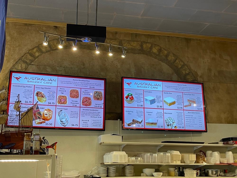 Menu screen at Australian Bakery Cafe