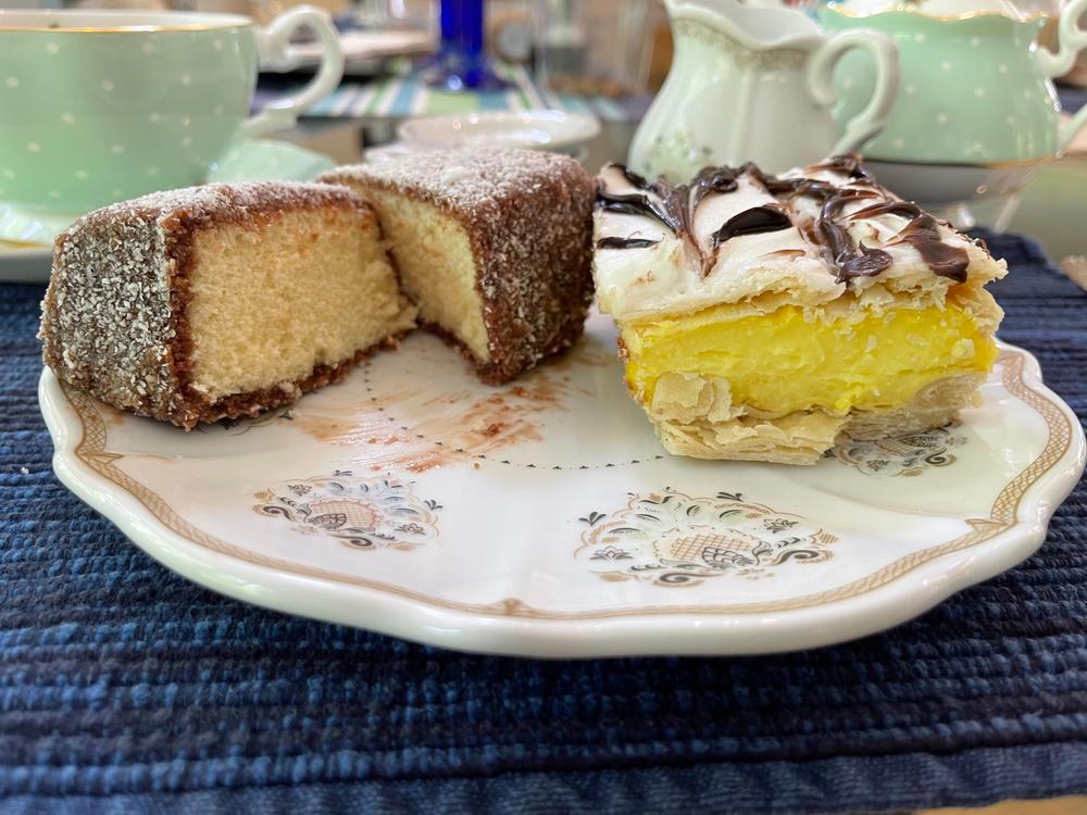 Lamington and vanilla slice