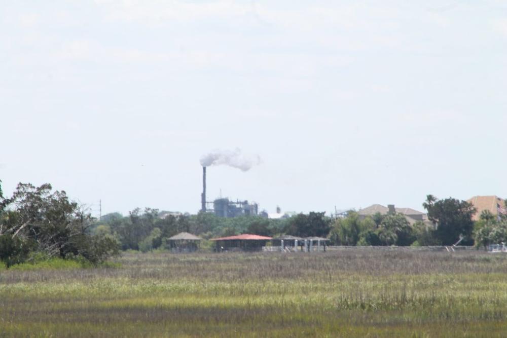 The smoke stack at the Brunswick Plant is a century-old landmark that can be seen from the causeway connecting the city to St. Simons Island.