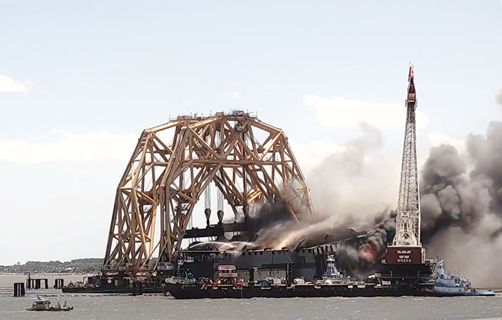 The Golden Ray cargo ship caught fire May 14, 2021.