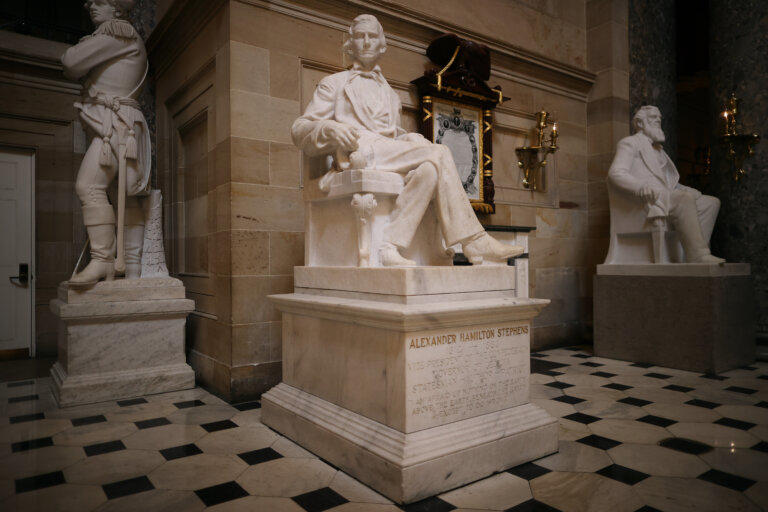 A statue of Alexander Stephens, Confederate vice president and former Georgia governor, could be evicted from its place of honor in the U.S. Capitol's Statuary Hall after a House vote Tuesday. Engraving on the pedestal describes him as a "patriot."