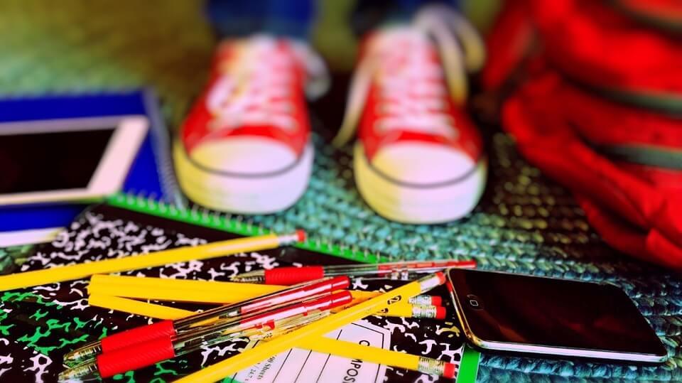 Shoes and school supplies