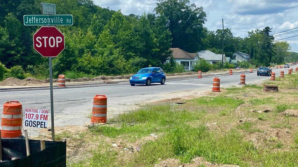 Construction workers adding sidewalks to a stretch of Jeffersonville Road found what is believed to be an old grenade, possibly from Camp Wheeler.