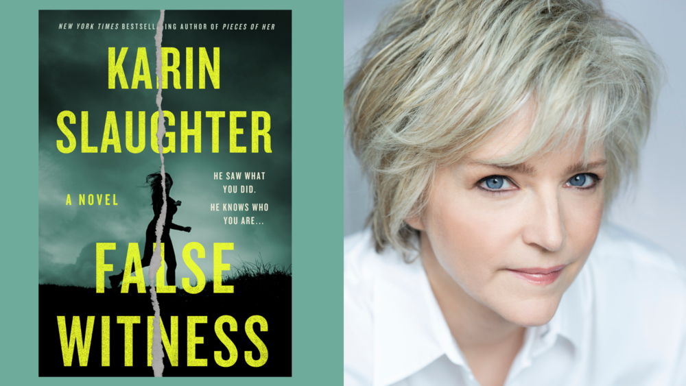 Author Karin Slaughter and the cover of her book.