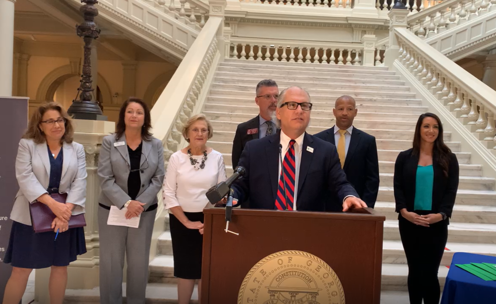 Members of the Georgia Mental Health Policy Partnership and the substance use disorder community introduce their "unified vision" for transforming mental health and substance use care Monday July 12, 2021, at the state Capitol.. 