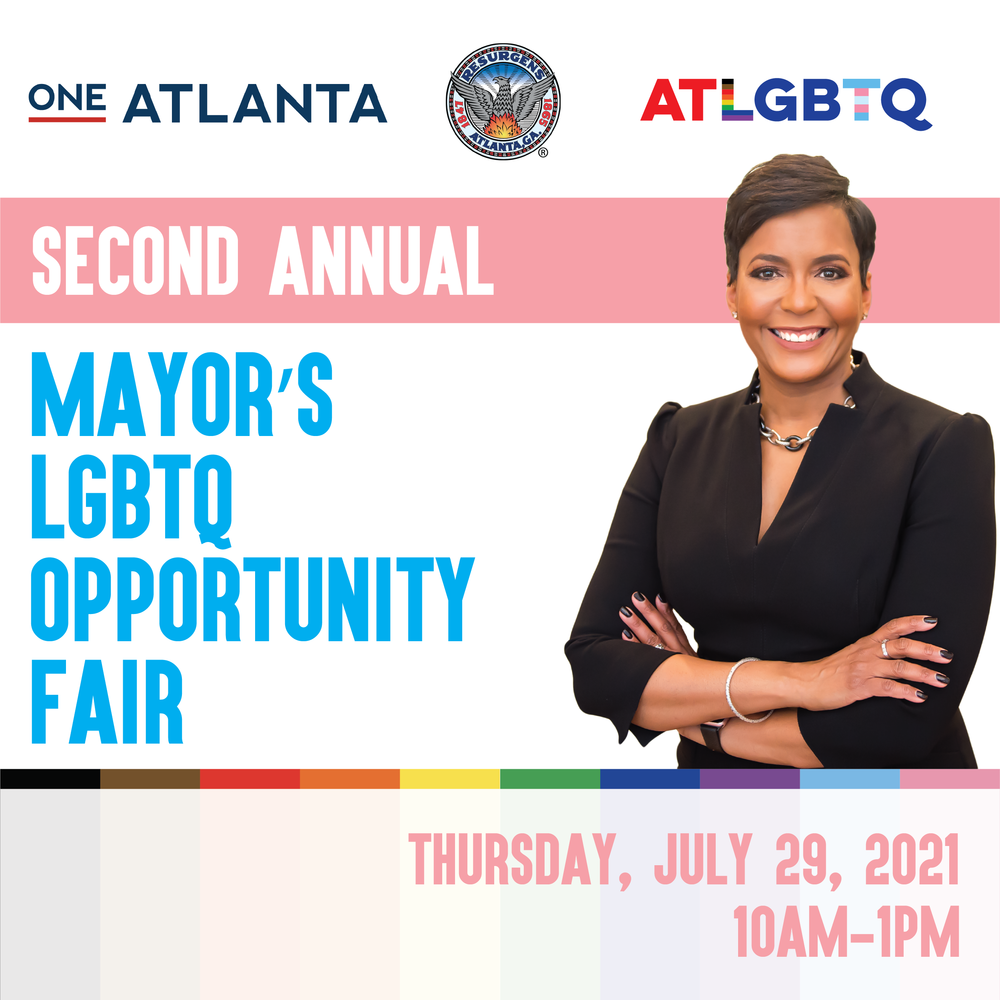 A graphic promoting Atlanta's second annual "LGBTQ Opportunity Fair."