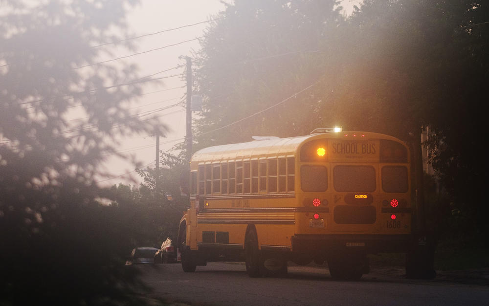 A Bibb County Schools bus on a morning route. 