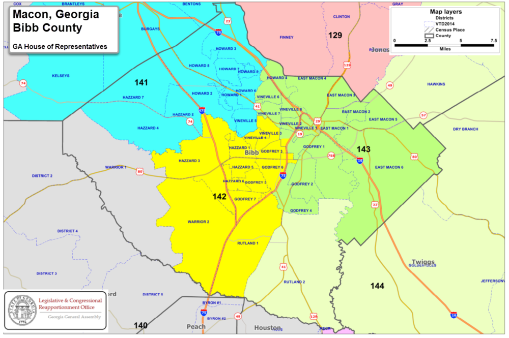 Macon-Bibb County is represented by five different state House districts, three of which are primarily based outside the county.