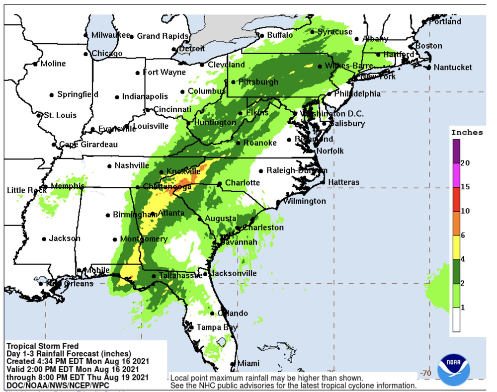 Tropical Storm Fred neared landfall Monday, Aug. 16,2021