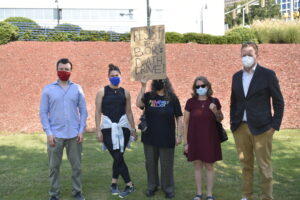 A small group of professors gathered at Georgia State University Monday, kicking off a week of protests against the state’s COVID-19 policies.