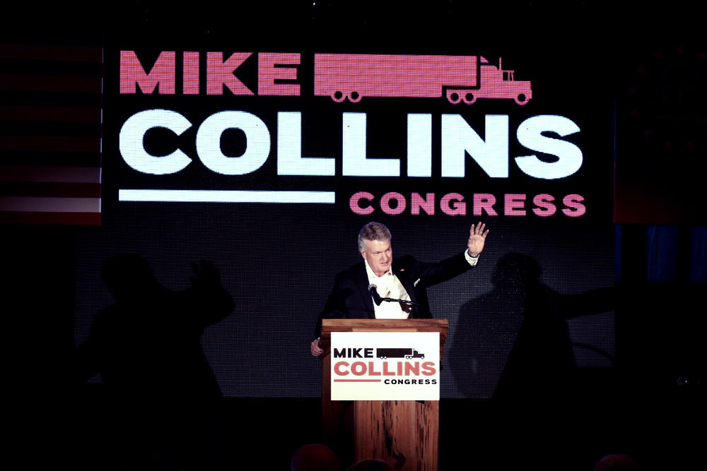 Mike Collins, a Republican running in Georgia's 10th Congressional District, kicks off his campaign Thursday, Sept. 16, 2021.