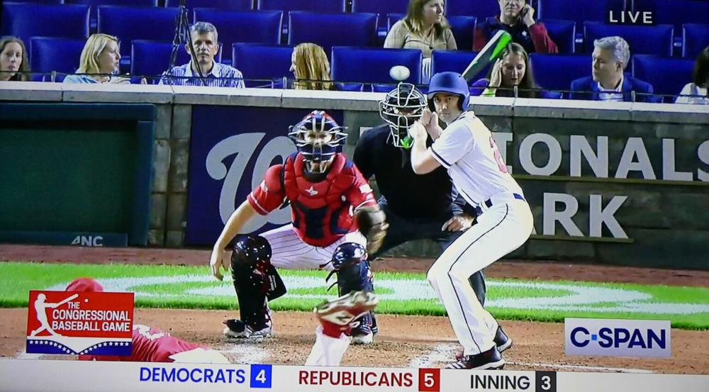  U.S.. Sen. Jon Ossoff paid tribute to Atlanta Braves favorite Fred McGriff wearing the former Braves’ No. 27 uniform, but had a mixed performance at the Congressional Baseball Game. Congress was on a fiscal collision course and Ossoff’s game was good glove and he scampered around the bases.