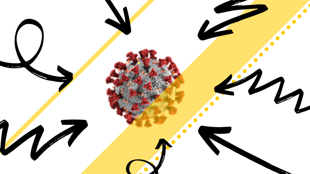 An illustration of a COVID virus.