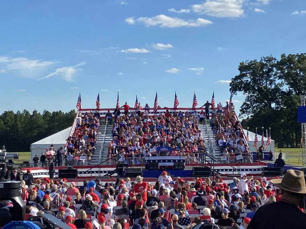 A crowd gathered at the Trump rally in Perry, Ga., on Sept. 27, 2021.