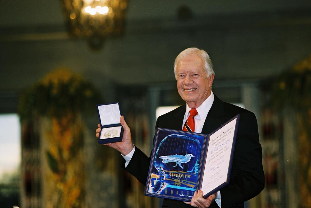 In 2002, Jimmy Carter was awarded the Nobel Peace Prize