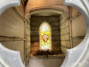  Inside the Kiser mausoleum at Oakland Cemetery.