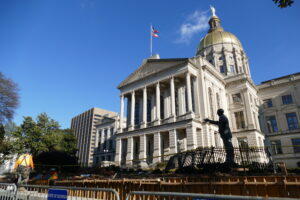 The Georgia Capitol prior to the installation of the new steel security fence. 