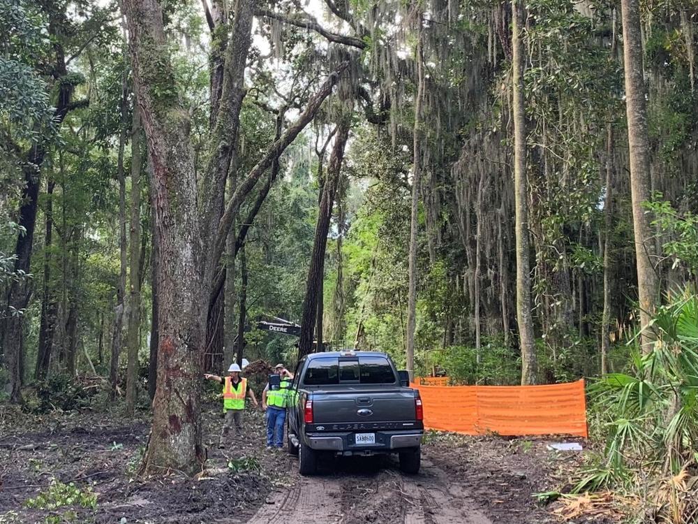Work on the Frederica Road on Sept. 22.