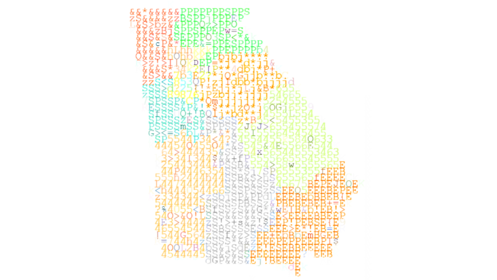 A illustration of Georgia cut up into districts.