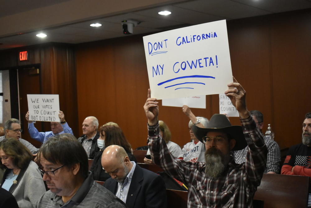  Maxwell Britton, right, was one of dozens of Coweta County residents hoping to convince the House Redistricting Committee not to expand their district north into Fulton County.