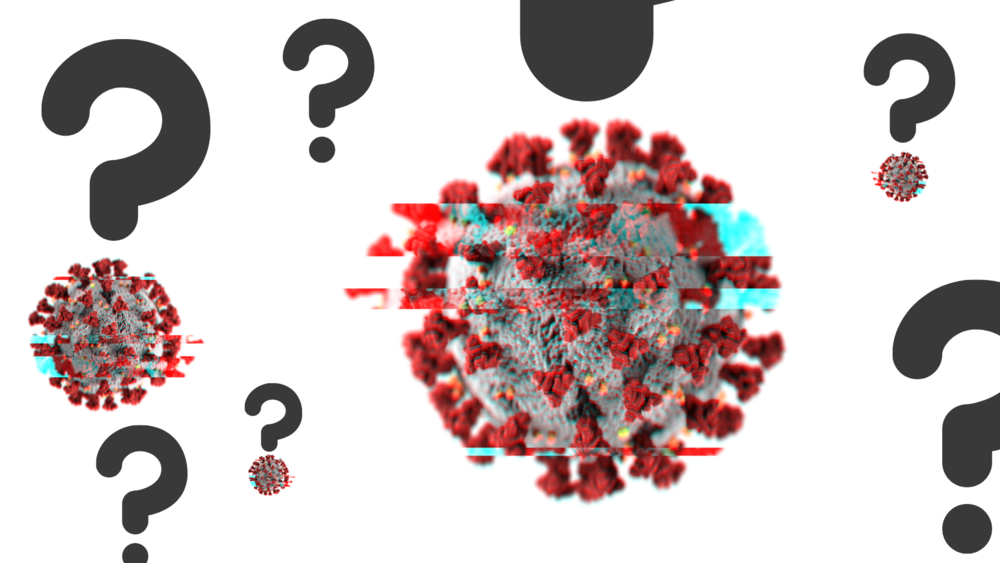 An illustration of covid viruses.