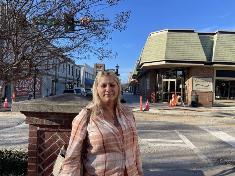 Holly Litton, a former resident of Gainesville is visiting a local restaurant on the square.