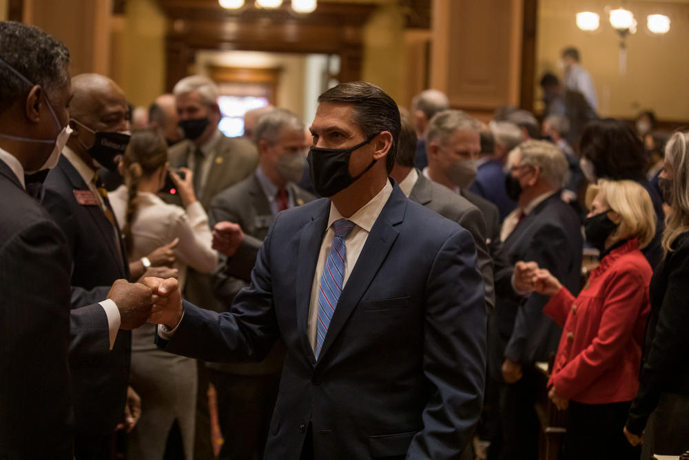 Lt. Gov. Geoff Duncan enters the House chamber ahead of the 2022 state of the state address.