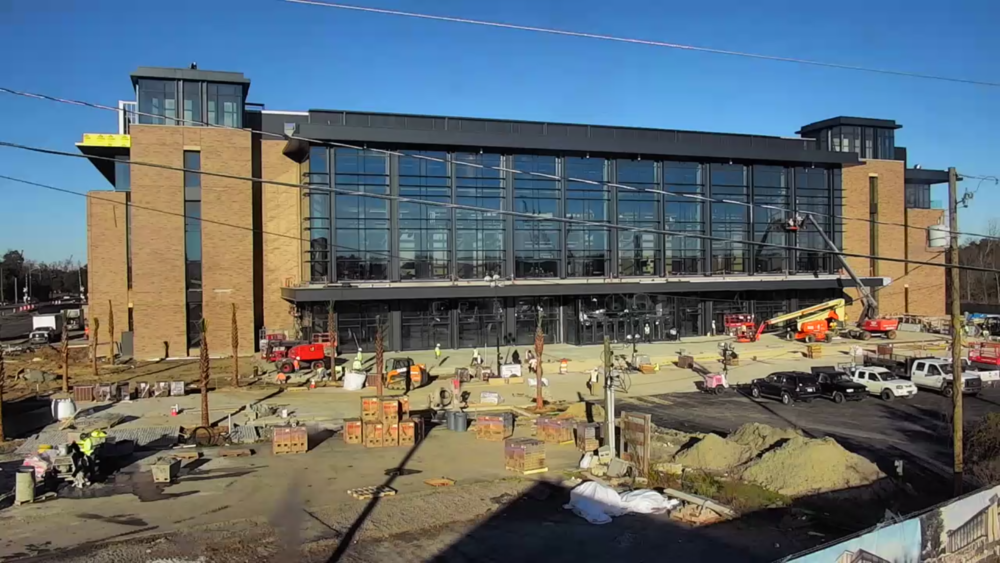 Enmarket Arena under construction, as seen in a screen capture taken from a live webcam on Jan. 11, 2022