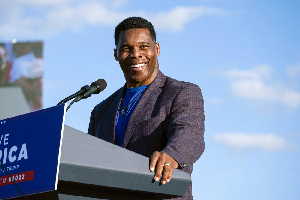 In this Sept. 25, 2021, file photo Senate candidate Herschel Walker speaks during a rally in Perry, Ga. Walker raised $5.4 million for his U.S. Senate race in the last quarter of 2021, the former football star's campaign said Wednesday, Jan. 26, 2022.