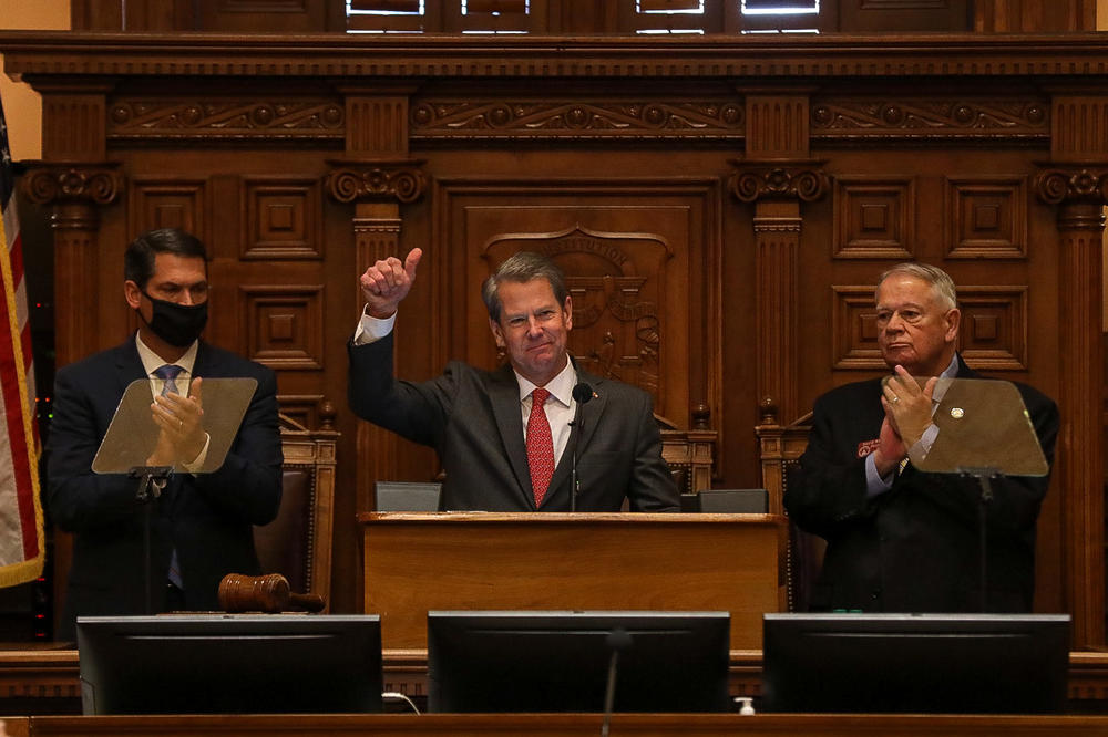 Gov. Brian Kemp gives the 2022 State of the State address Thursday, Jan. 13, 2022.