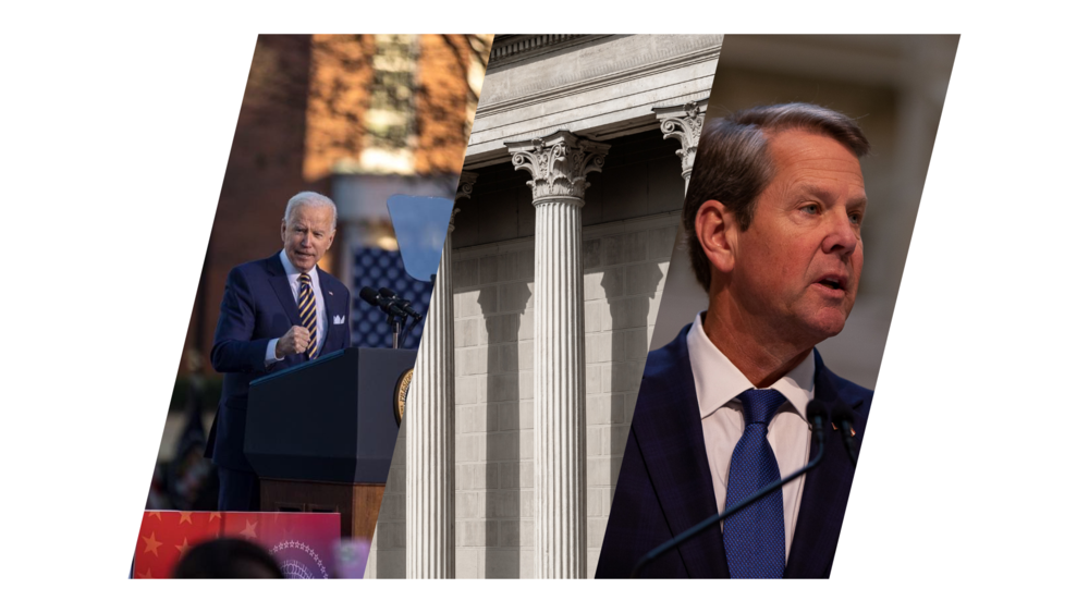 A collection of images including Joe Biden and Brian Kemp.
