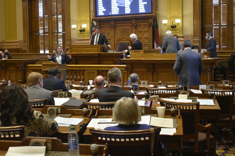Sen. Elena Parent and Sen. Steve Gooch debate the so-called Parents’ Bill of Rights.