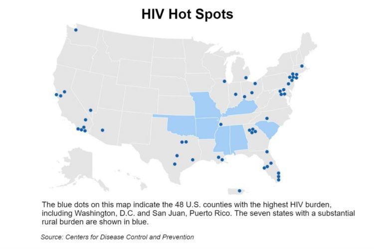 Map of HIV hot spots