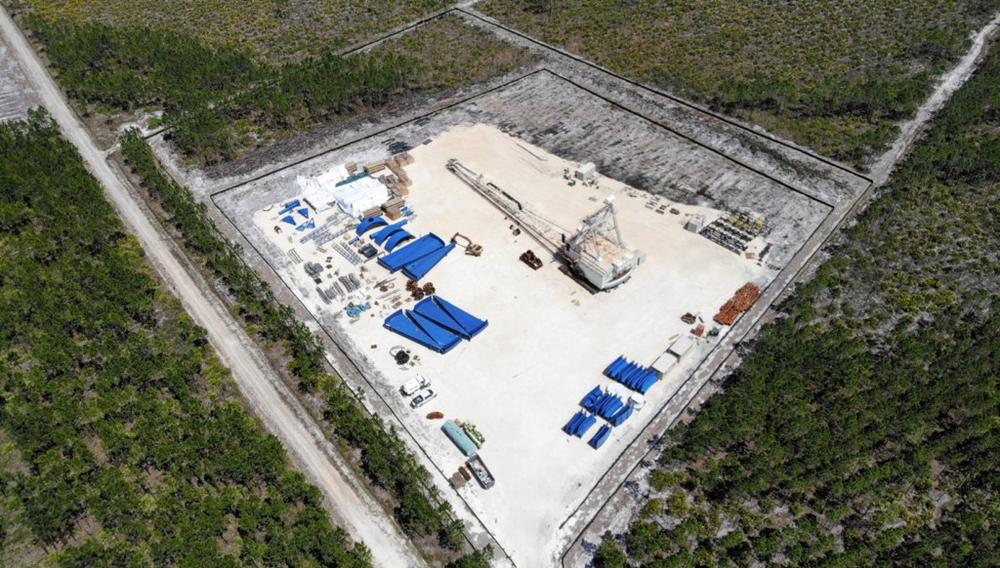 An aerial view of Twin Pines Minerals’ staging area in Charlton County. 