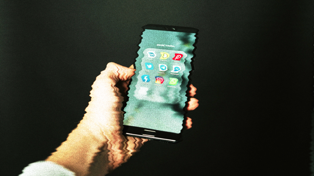 A distorted image of a smartphone.