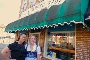 More families from out of state are dining lately at the Hinze family’s Zum Rosenhof restaurant in downtown Hinesville. Owner Anka Hinze (shown with her daughter Vivian) says her regular soldier customers have visited Zum Rosenhof the past few weeks.