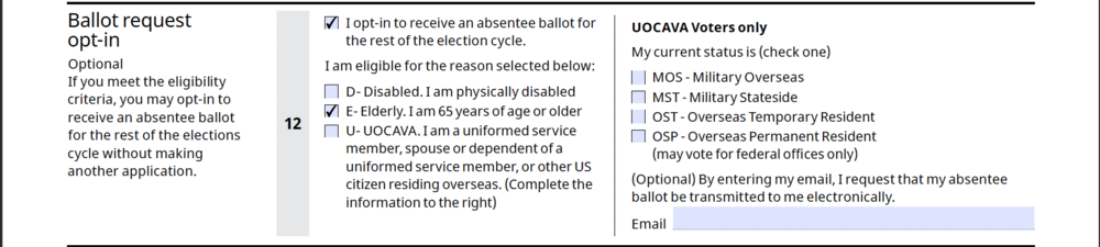 Sample of a Georgia absentee ballot application