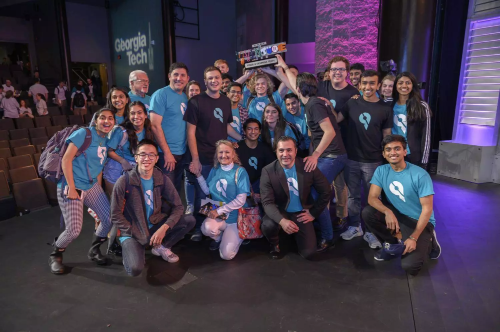 A group of students and mentors at the InVenture Prize ceremony.