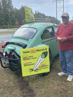 Ben Goff used his VW bug to promote a yes vote.