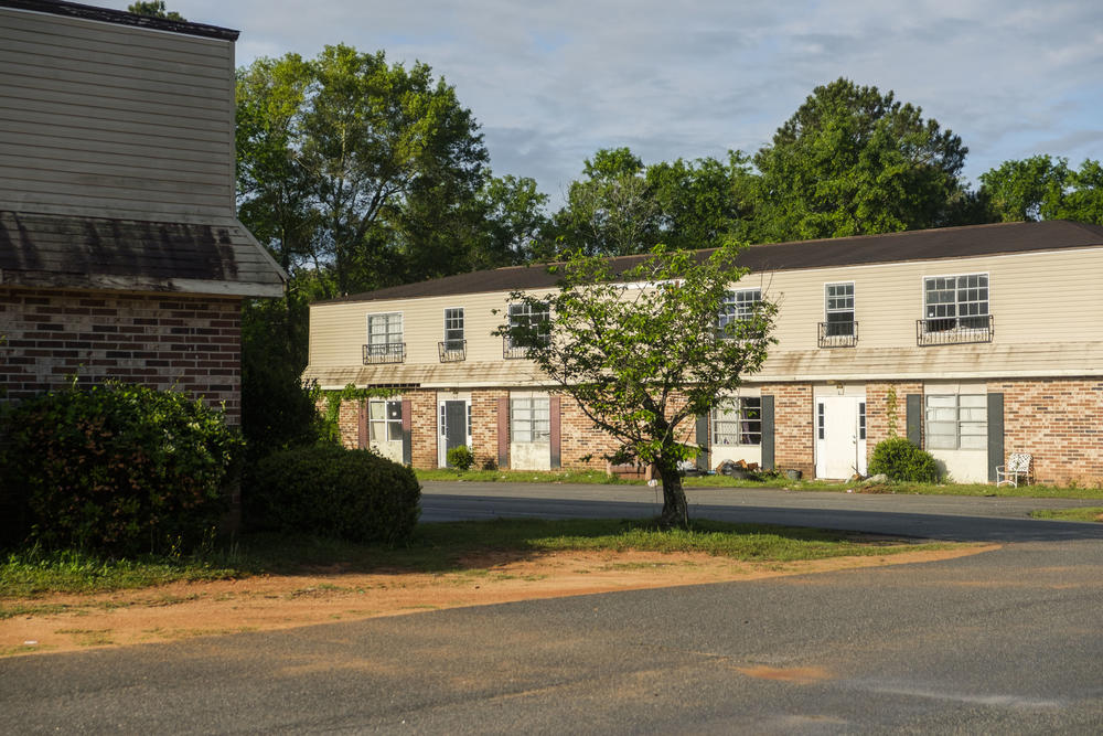 A now emptied block of apartments at the deemed "unlivable" Miga Villa apartment complex in Macon. 