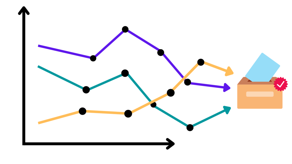 An illustration of a poll approaching a ballot.