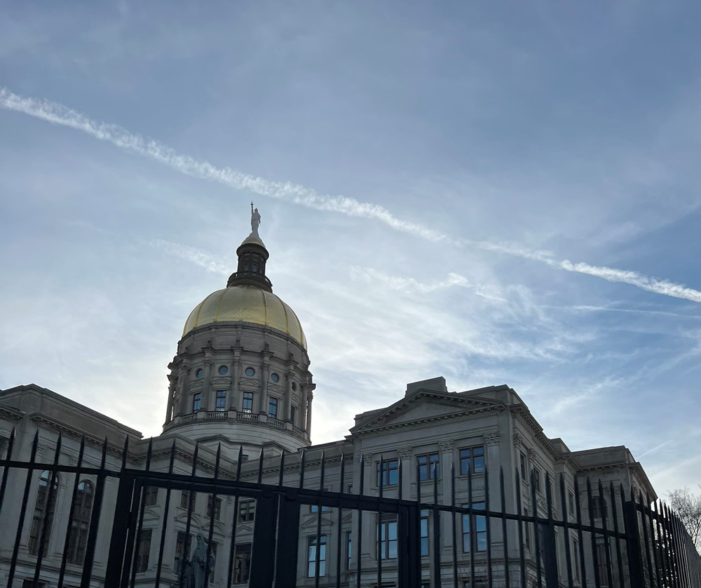 Morning rises on the state Capitol in Atlanta, Ga., on the final day of the 2022 legislative session.