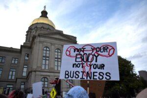 Hundreds gathered at the state Capitol Tuesday to protest an end to Roe v. Wade. R