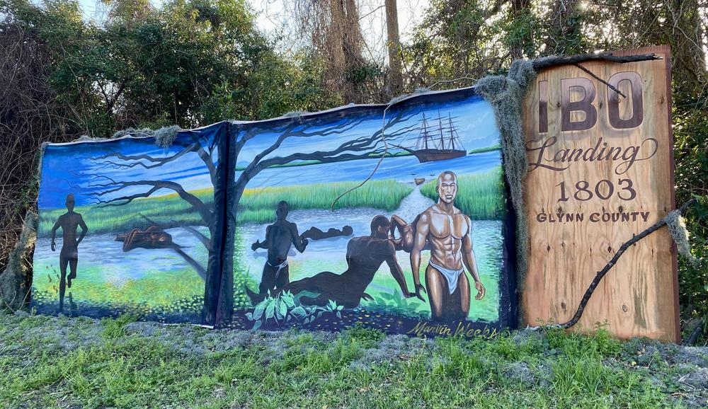 A mural in Brunswick commemorates the 1803 rebellion of enslaved Africans at Dunbar Creek on St. Simons Island. 