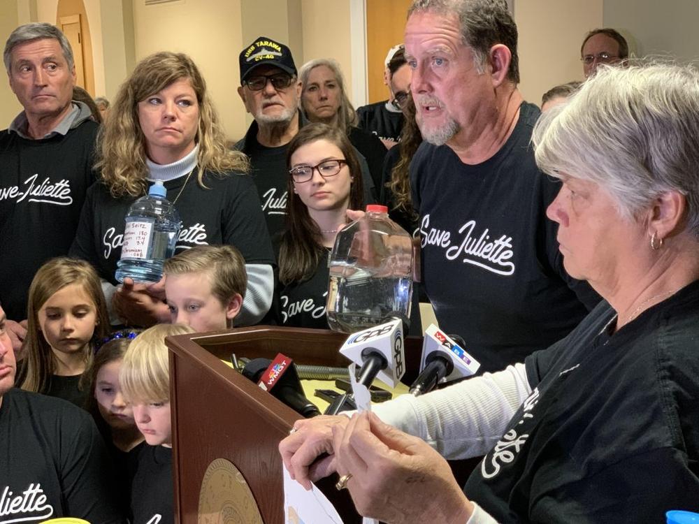 Gloria Hammond, far right, was part of the large group of Juliette residents who visited the state Capitol two years ago to push state elected officials to intervene in Georgia Power’s coal ash disposal plans. The county is now installing a water line so residents can access clean water, but Hammond says residents still want the coal ash moved to a lined landfill. 